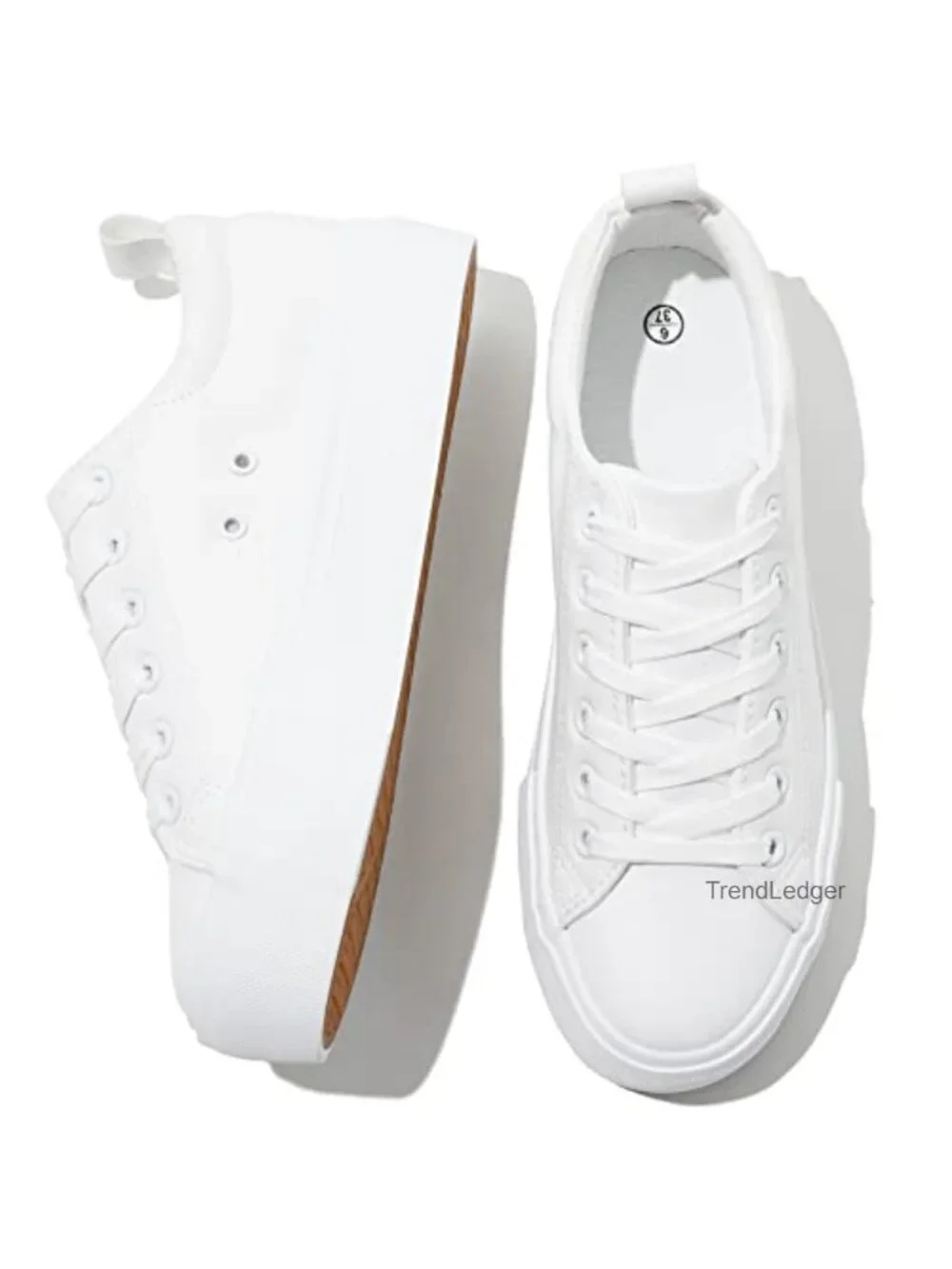 Platform Sneakers PU Leather Water Resistant Slip Resistant Lace-Up Women's